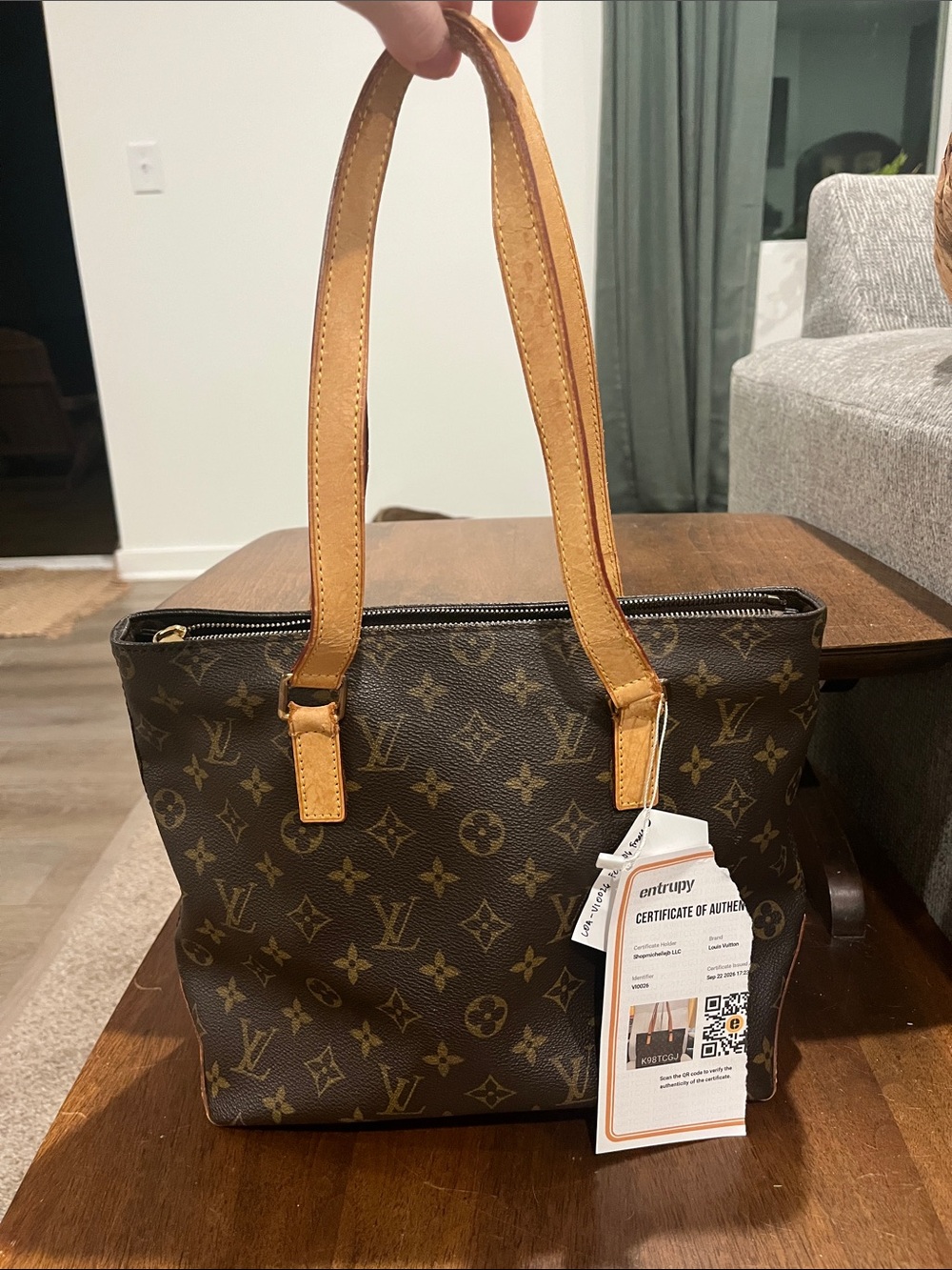 Louis Vuitton Monogram Canvas cava piano Shoulder Tote in Brown with Tan Handles